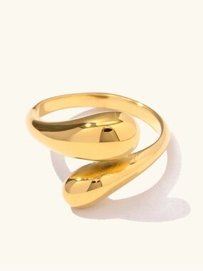 Gold Sculpted Open Band Ring - Women Jewelry